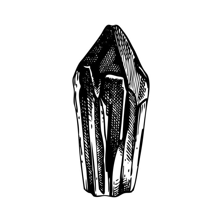 Amethyst crystal sketch. Witchcraft vector illustration. Vintage Halloween design element. Hand-drawn alchemy, apothecary, esoteric symbols. NOT AI generated